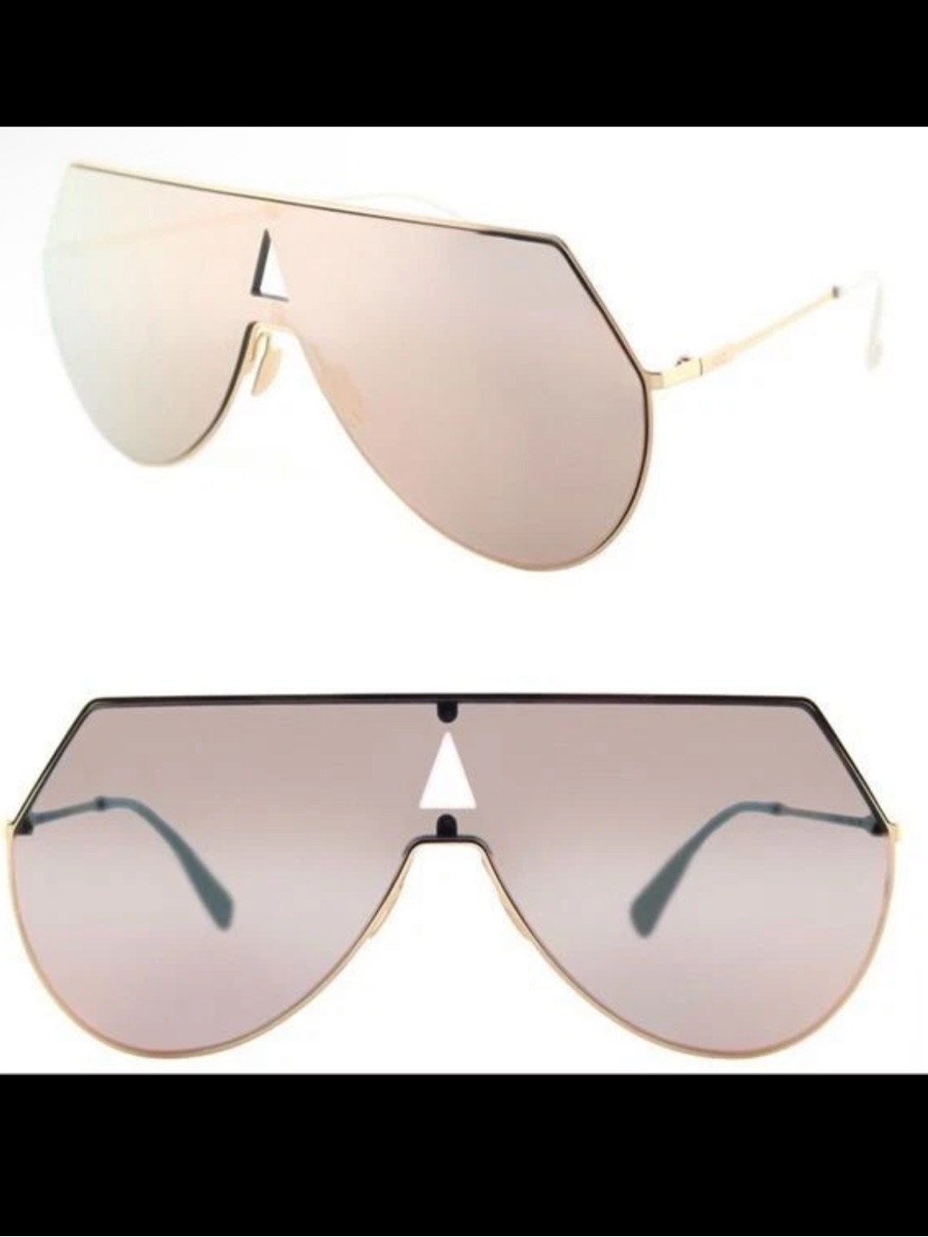Fendi Gold Frame Pink Mirror Lens Sunglasses